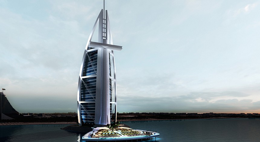 Das Äußere des Burj Al Arab in Dubai.